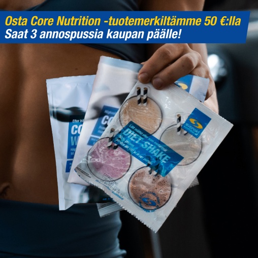 Osta Core Nutrition -tuotemerkilt 50 eurolla, saat annospusseja
